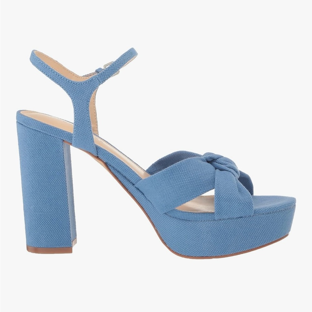Blue Platform Sandals w Ankle Strap Size 9 EUC